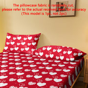Red and White Geometric Heart Pillowcase Soft Cozy Brushed Envelope Closure