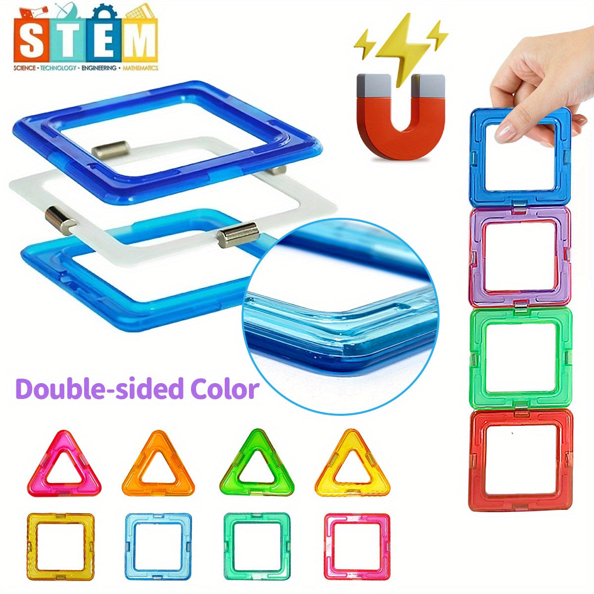 Magnetic Building Blocks for Kids Age 3 Plus Educational Creative Toy Assorted Colors