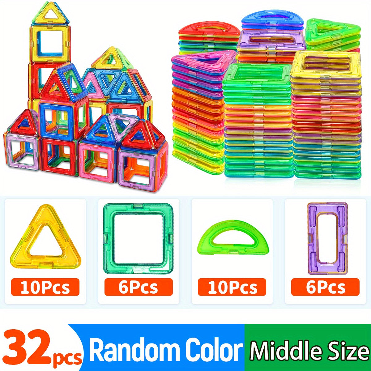 Magnetic Building Blocks for Kids Age 3 Plus Educational Creative Toy Assorted Colors