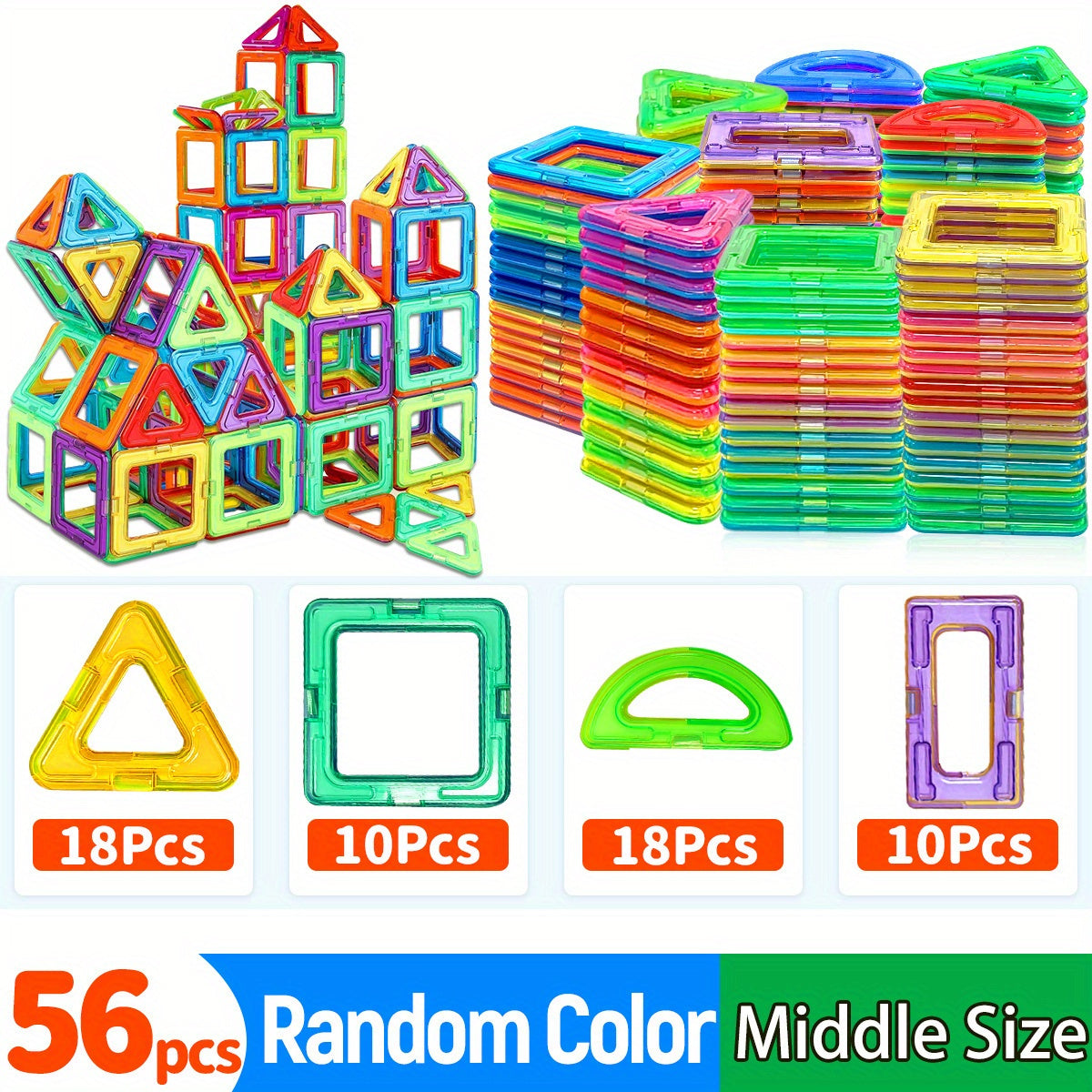 Magnetic Building Blocks for Kids Age 3 Plus Educational Creative Toy Assorted Colors