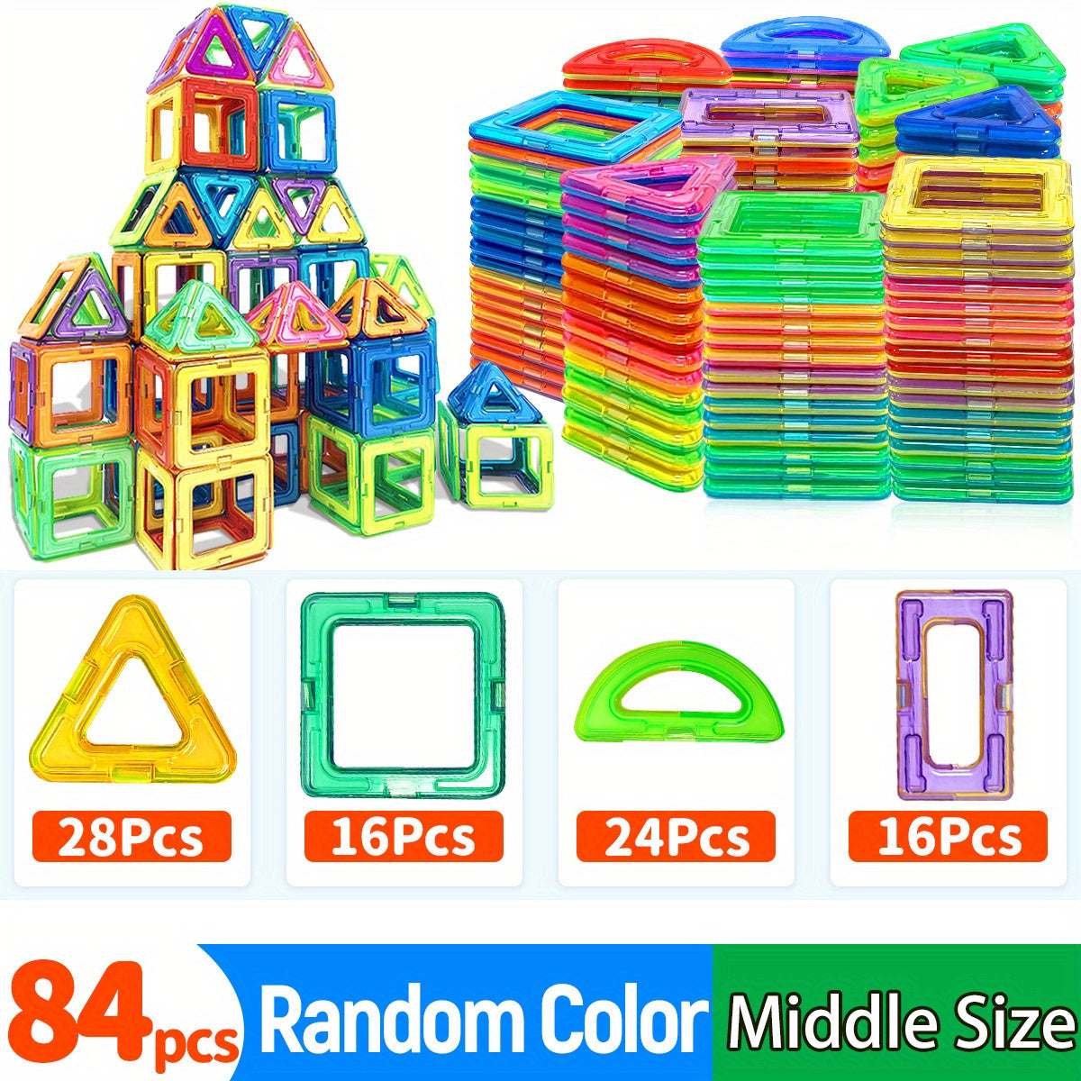 Magnetic Building Blocks for Kids Age 3 Plus Educational Creative Toy Assorted Colors