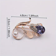 Floral Rhinestone Pearl Brooch for Women Irregular Flower Shape Jewelry