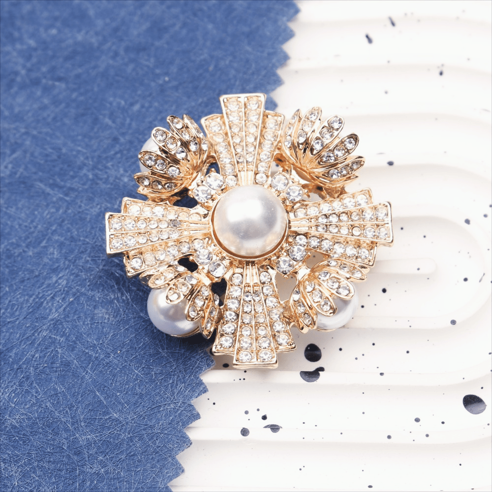 Luxury Women’s Brooch Pin Irregular Shape Pearl Rhinestone Wedding Party Jewelry