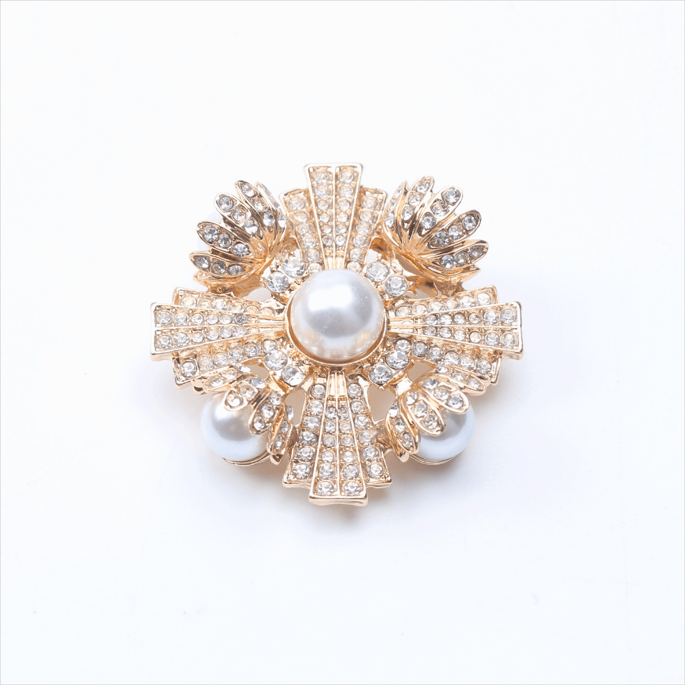 Luxury Women’s Brooch Pin Irregular Shape Pearl Rhinestone Wedding Party Jewelry