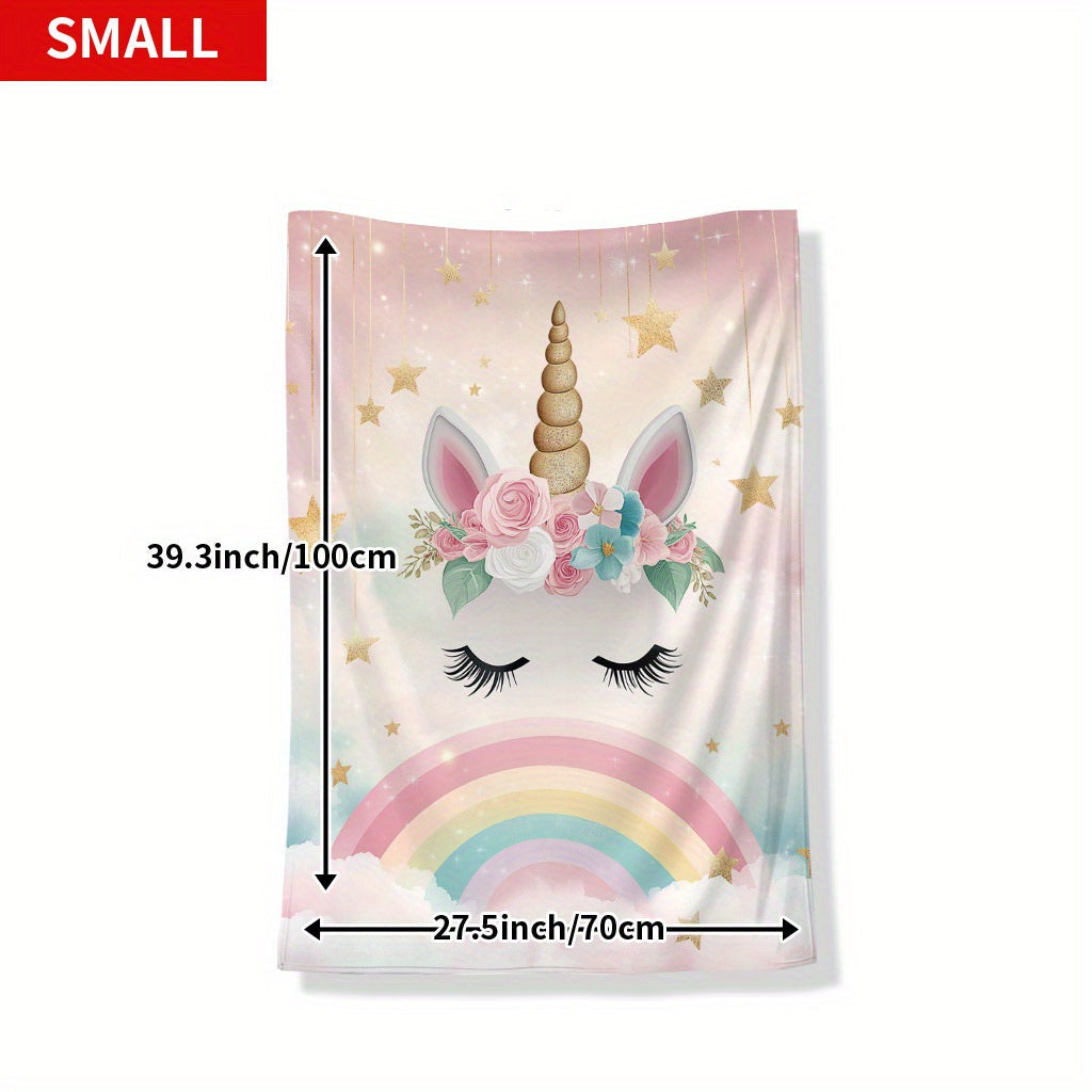 Unicorn Flannel Blanket for Kids Digital Print Quilted Lightweight Cozy Throw for Naptime