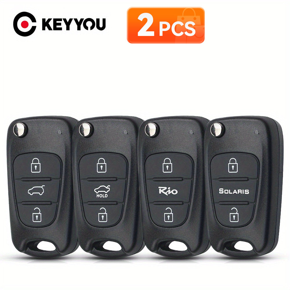 Car Key Shell 2pcs Remote Flip Case for Hyundai Kia Keyless Entry