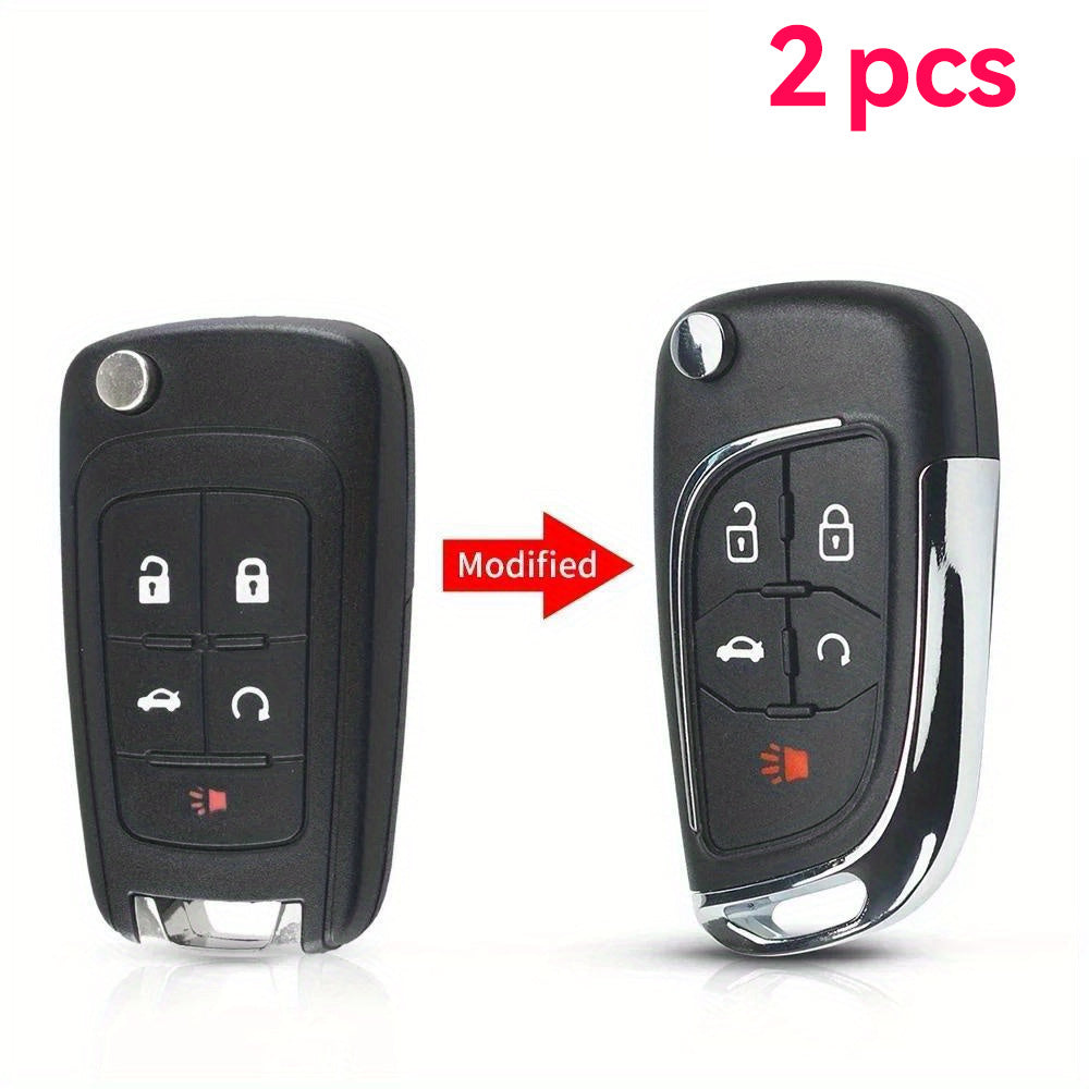 2-Pack Plastic Remote Car Key Shell Cases for Chevrolet Models Replacement Covers