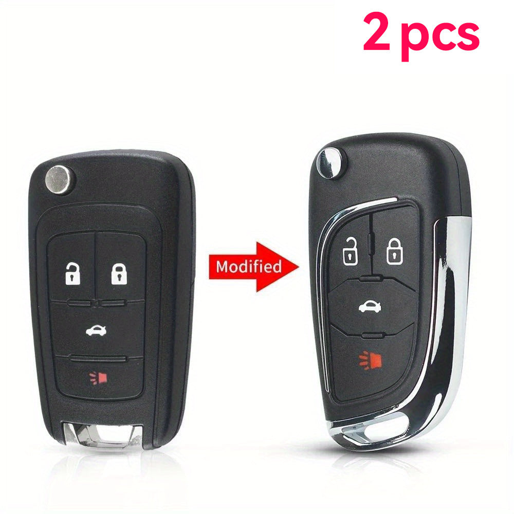 2-Pack Plastic Remote Car Key Shell Cases for Chevrolet Models Replacement Covers