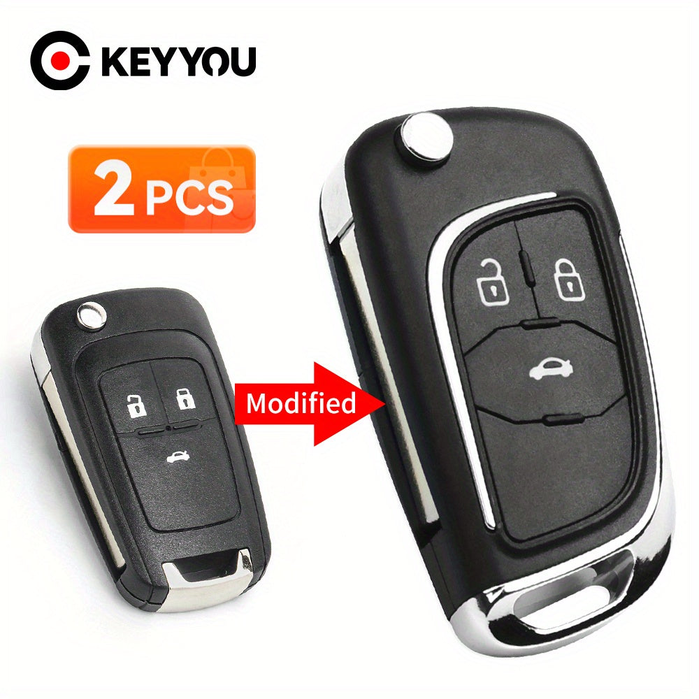 2-Pack Plastic Remote Car Key Shell Cases for Chevrolet Models Replacement Covers