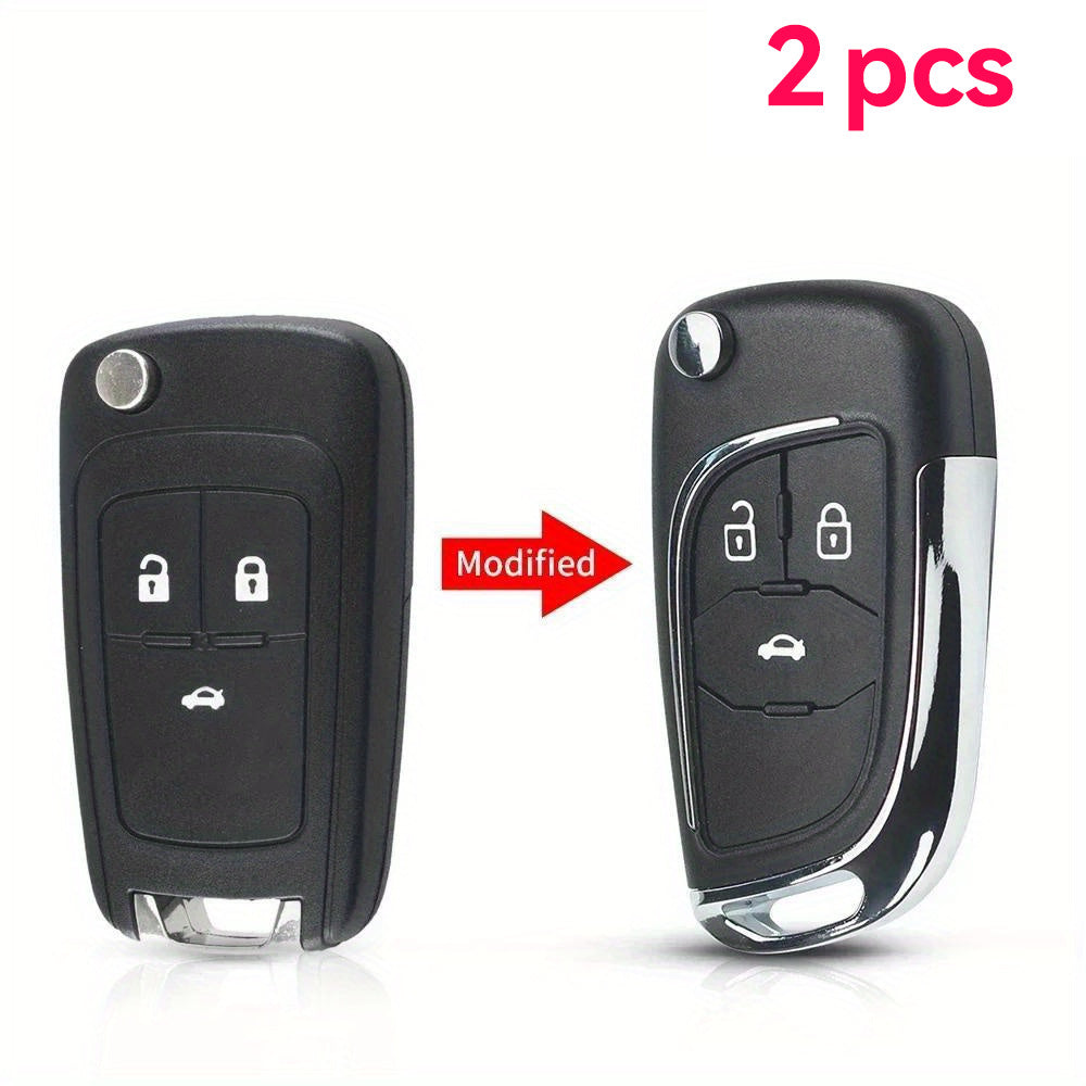 2-Pack Plastic Remote Car Key Shell Cases for Chevrolet Models Replacement Covers