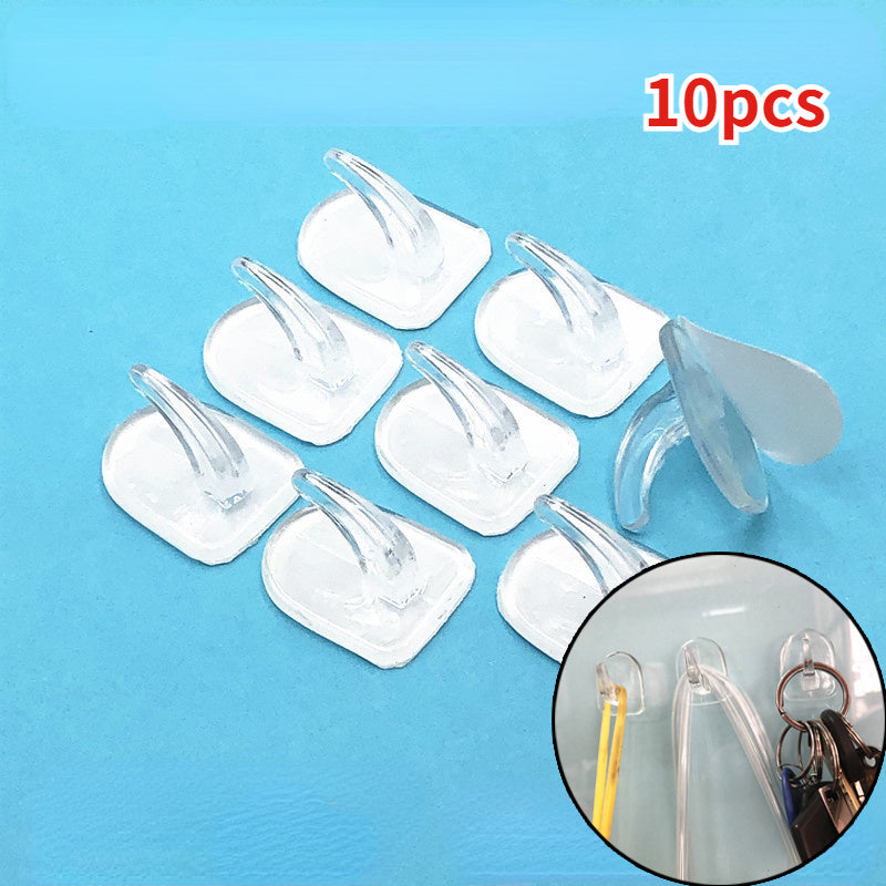 10 Clear Acrylic Wall Hooks with Cow Horn Design for Bathroom and Kitchen