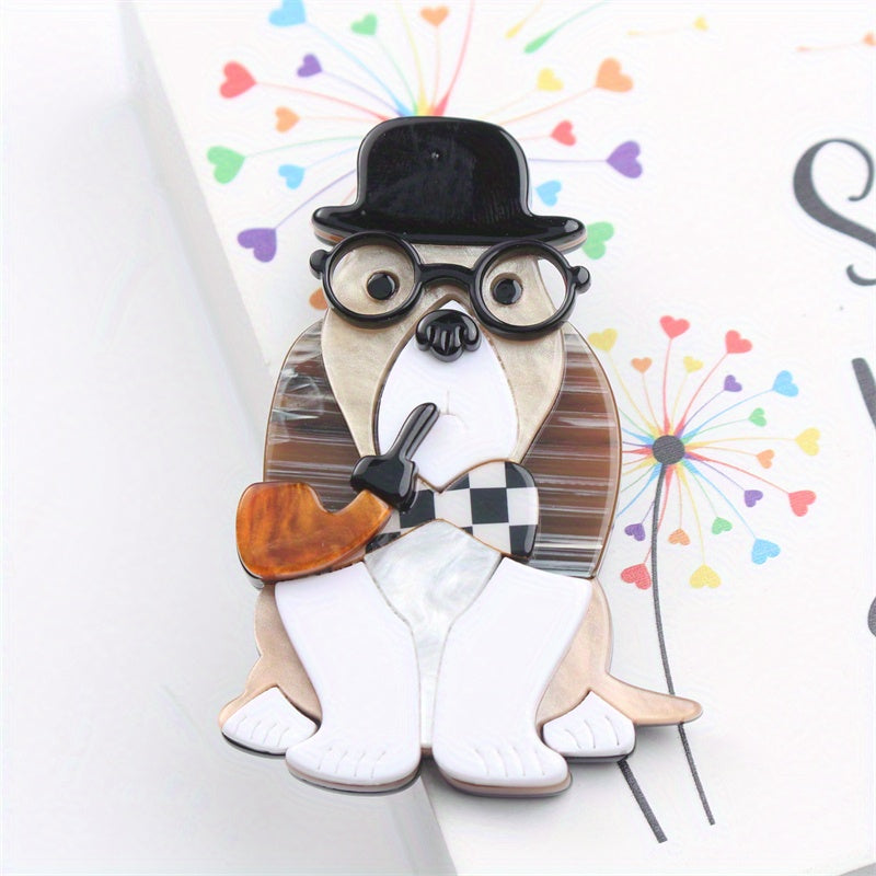 Dog Brooch Acrylic Resin Quirky Irregular Shape Fashion Accessory for Women