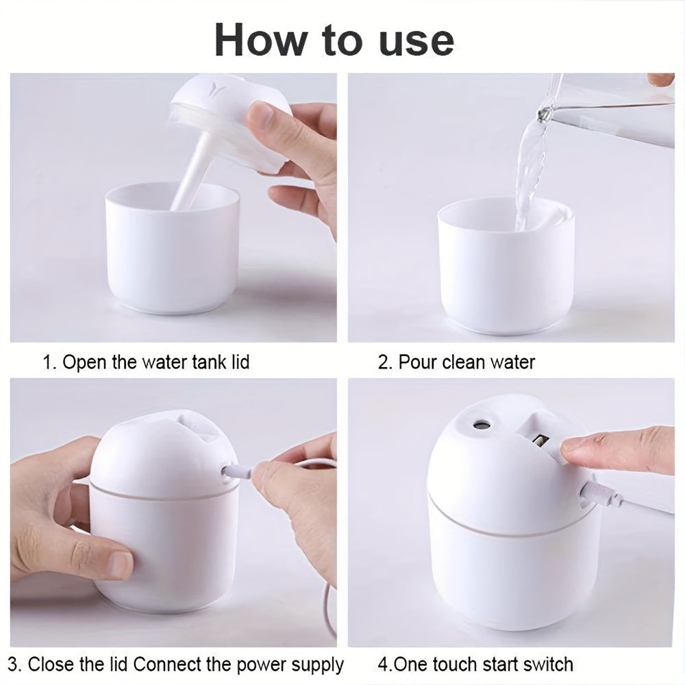 Ultrasonic Cool Mist Humidifier 250ML Portable Quiet Air Diffuser for Home Office