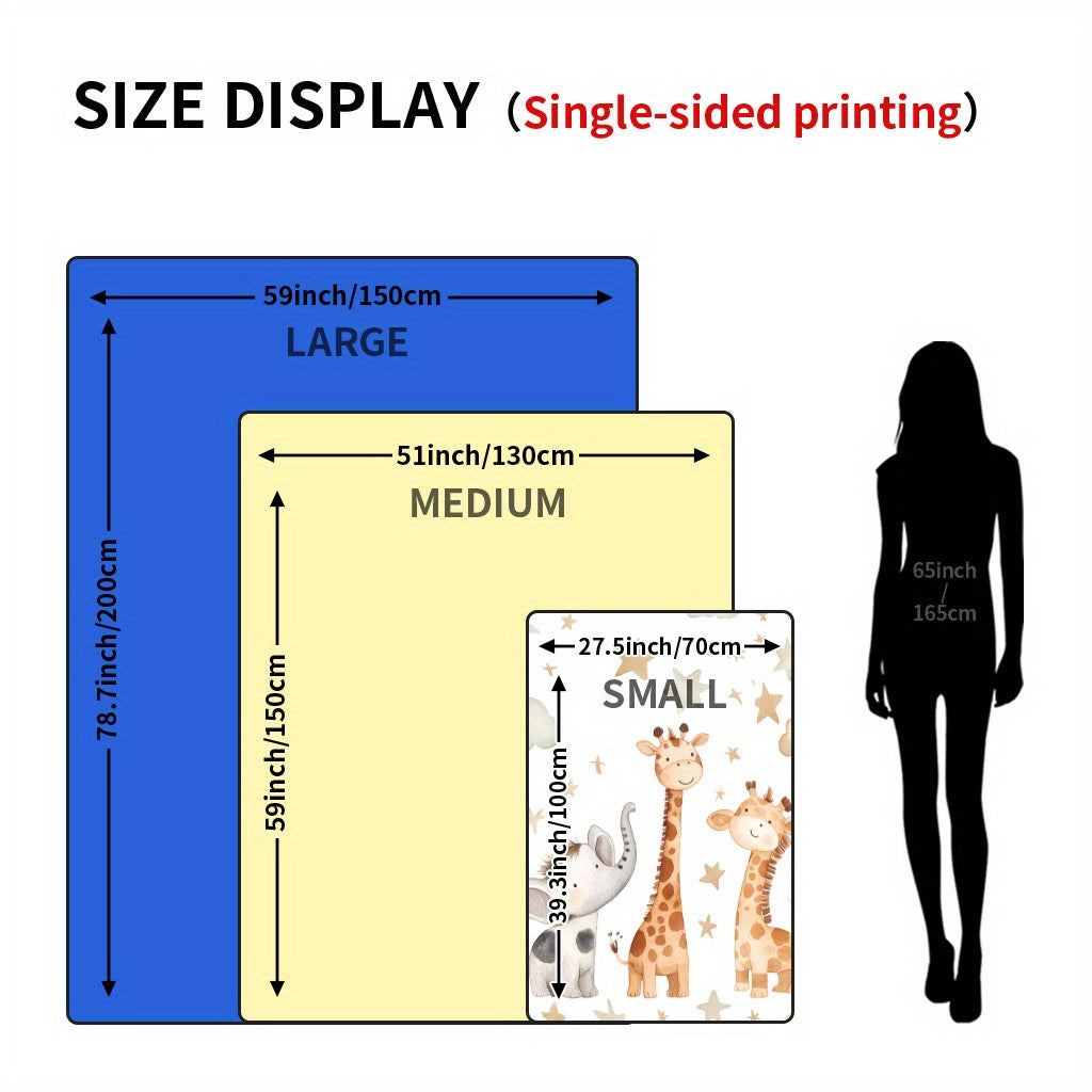 Kids Flannel Blanket with Elephant Giraffe and Star Prints Soft Cozy for Naps Camping Travel