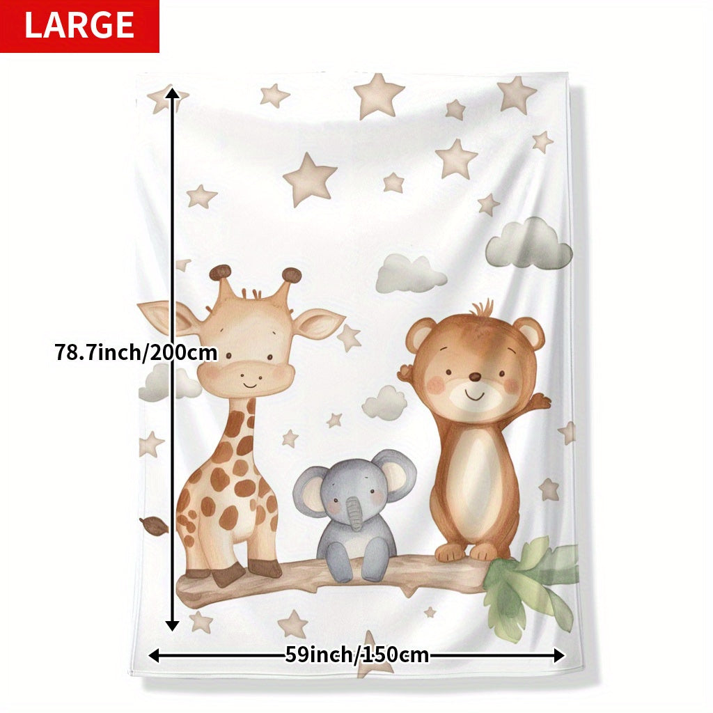 Cozy Flannel Animal Print Throw Blanket for Napping Camping and Travel