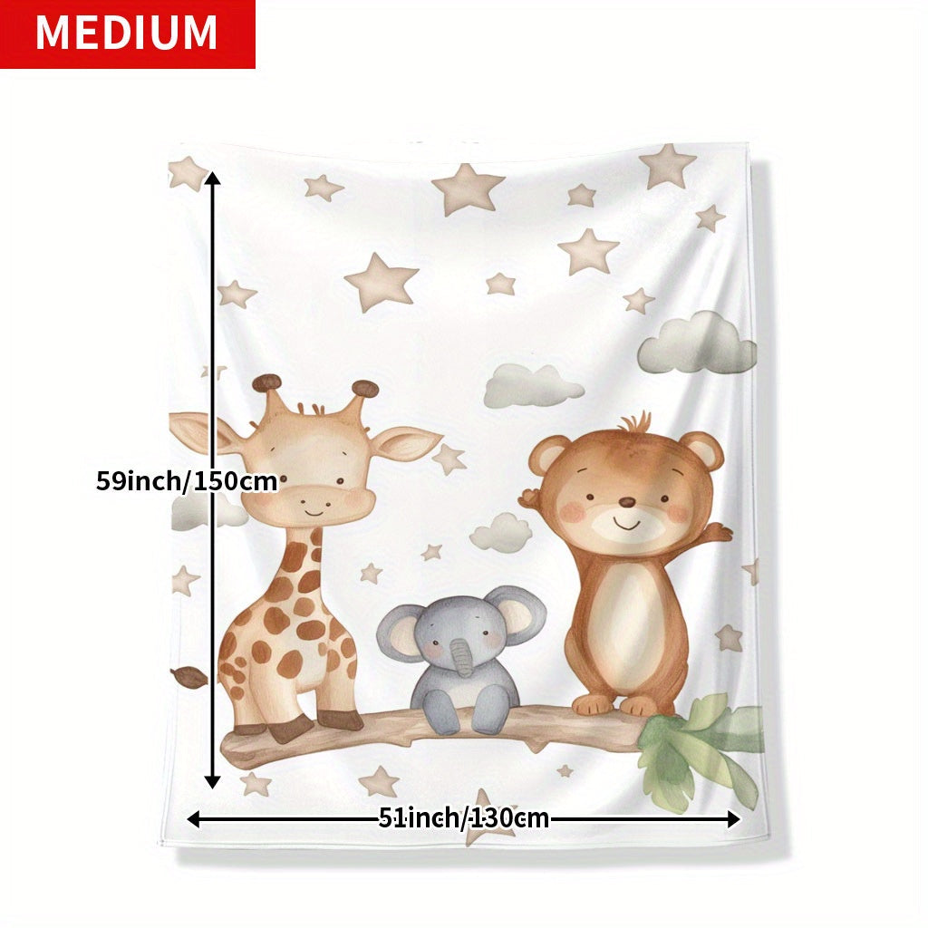 Cozy Flannel Animal Print Throw Blanket for Napping Camping and Travel