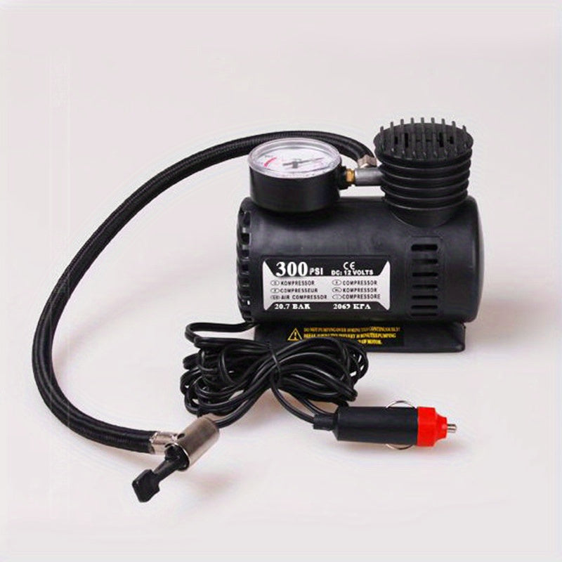 High-Pressure Portable Air Compressor 300 PSI with Pressure Gauge for Bikes and Sports Balls