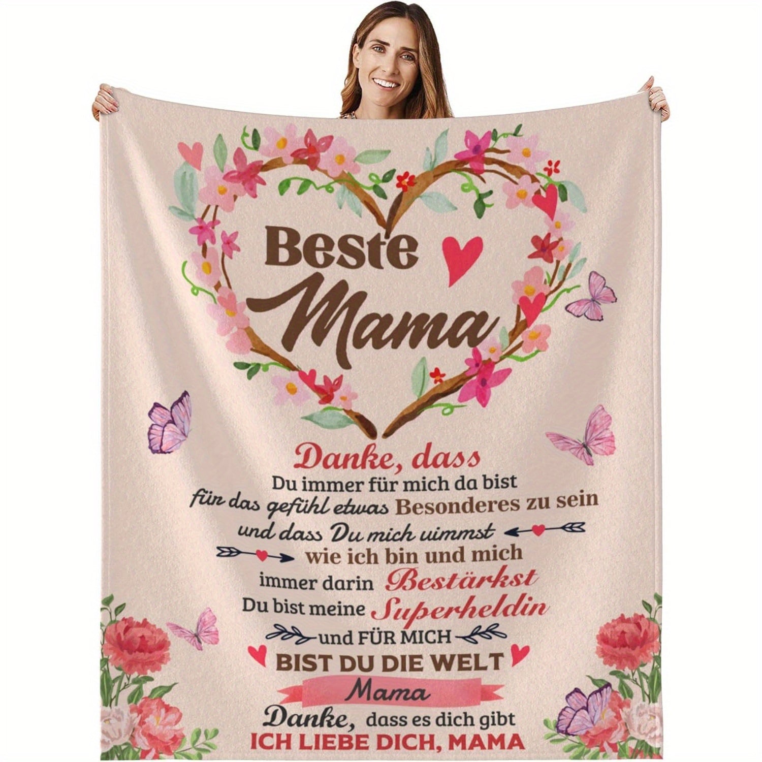 Vintage nemis yumshoq flanel yostiqchasi, barcha mavsumlar uchun to'qilgan raqamli bosma, yotoq, divan, TV uchun issiq, qulay, 165x127cm