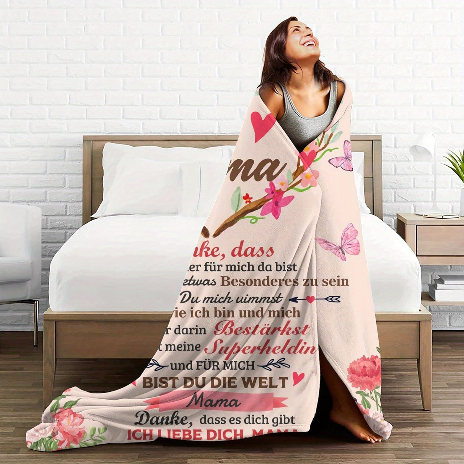 Vintage nemis yumshoq flanel yostiqchasi, barcha mavsumlar uchun to'qilgan raqamli bosma, yotoq, divan, TV uchun issiq, qulay, 165x127cm