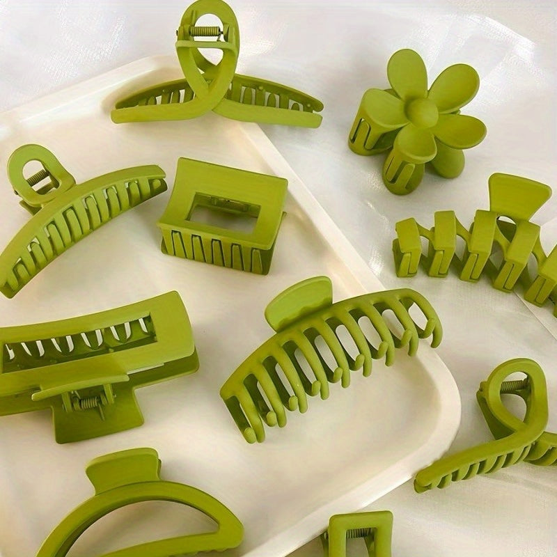 Set of 8 Adult Resin Hair Clips with Bow and Flower Designs, Large, Gradient, Edge Clips