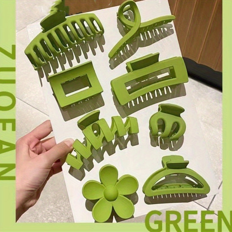 Set of 8 Adult Resin Hair Clips with Bow and Flower Designs, Large, Gradient, Edge Clips