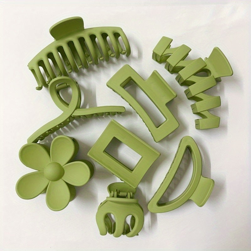 Set of 8 Adult Resin Hair Clips with Bow and Flower Designs, Large, Gradient, Edge Clips