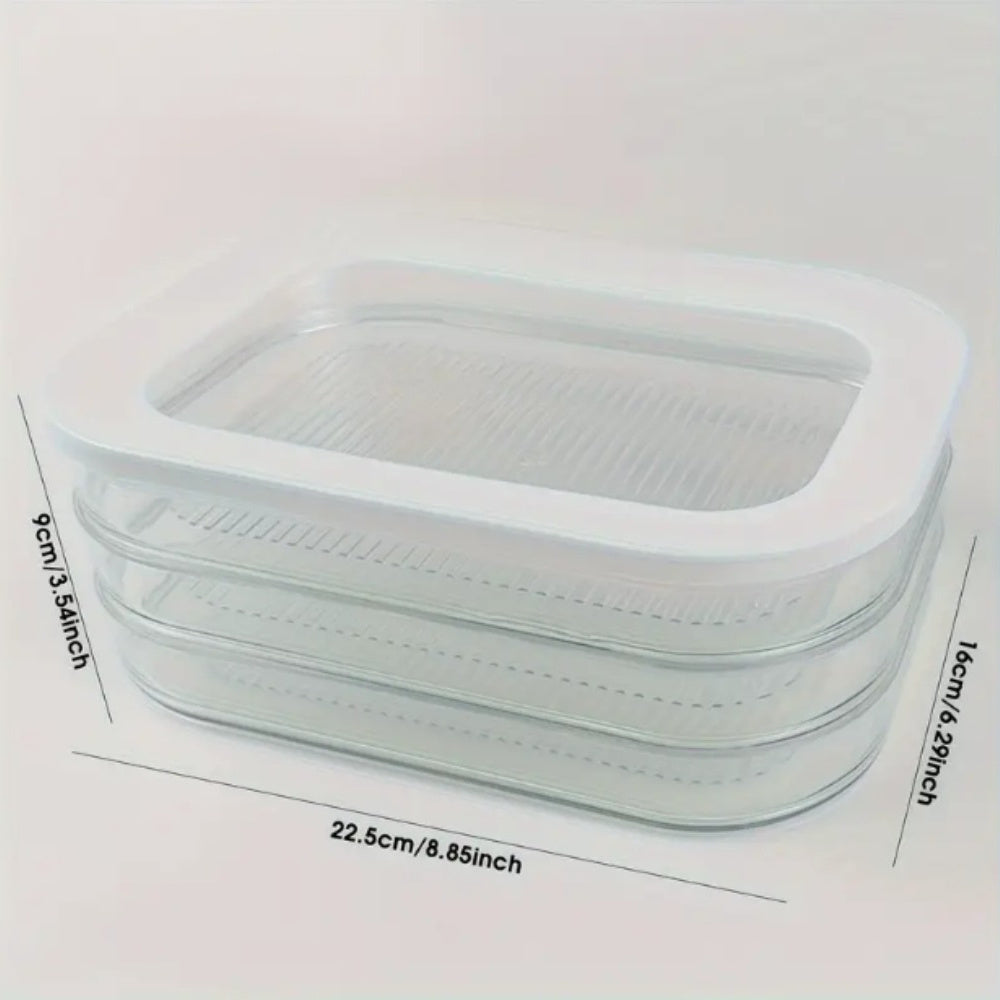 Conjunto de organizadores de plástico sin BPA para nevera con 3 capas apilables para almacenamiento de alimentos