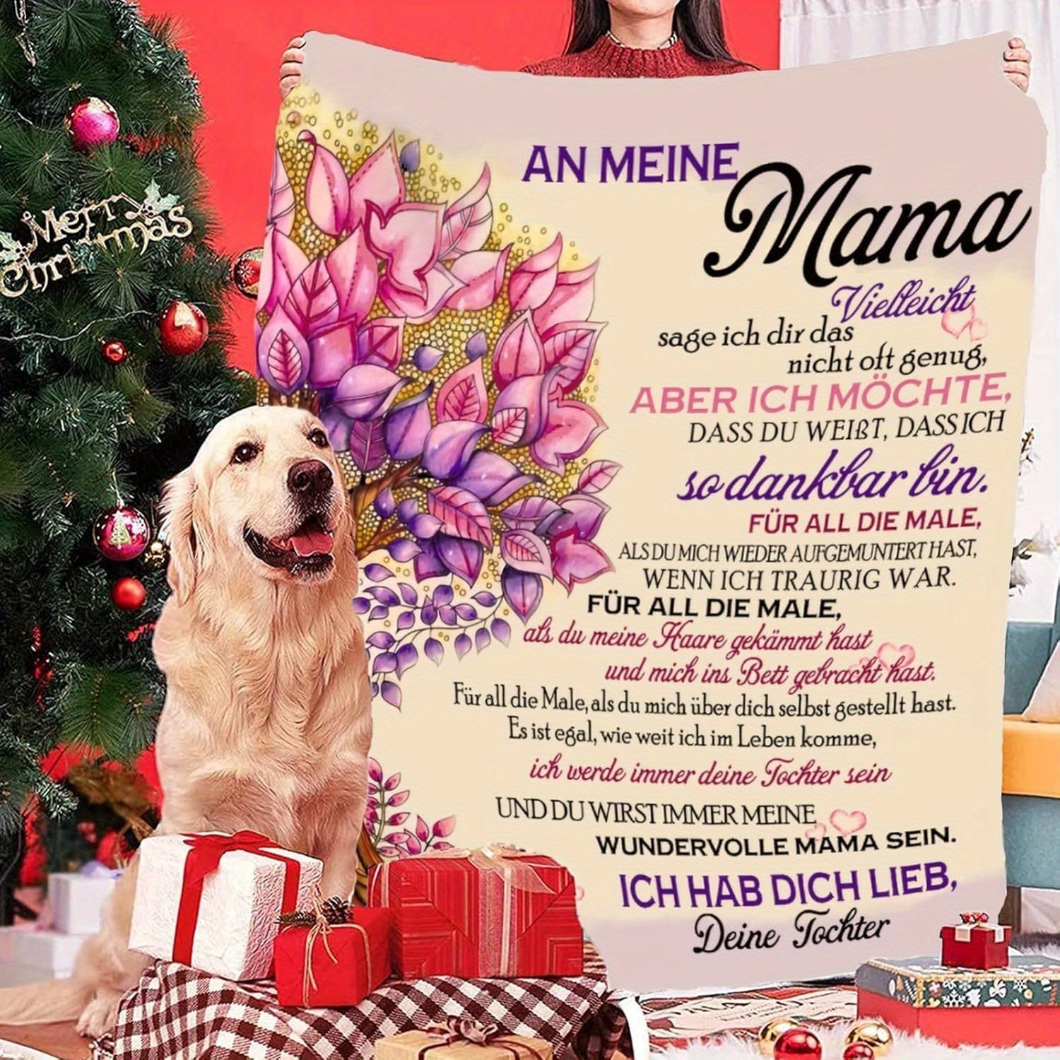 "Vintage Germaniya xabari bilan bezatilgan polyester flanel tashqi ko'rinishi, onalar uchun mukammal barcha mavsumlar uchun divan tashqi ko'rinishi yoki TV ko'rinishi, qizdan onaga g'amxo'rlik bilan tayyorlangan onalar kuni sovg'asi"