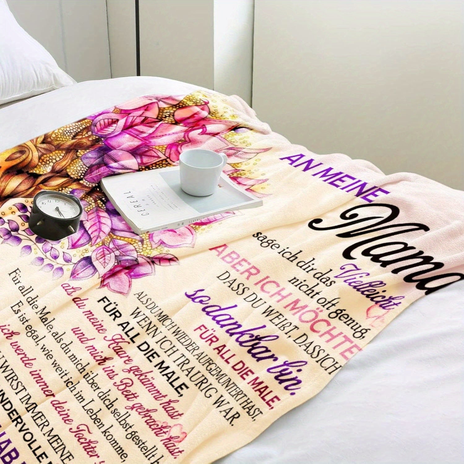 "Vintage Germaniya xabari bilan bezatilgan polyester flanel tashqi ko'rinishi, onalar uchun mukammal barcha mavsumlar uchun divan tashqi ko'rinishi yoki TV ko'rinishi, qizdan onaga g'amxo'rlik bilan tayyorlangan onalar kuni sovg'asi"