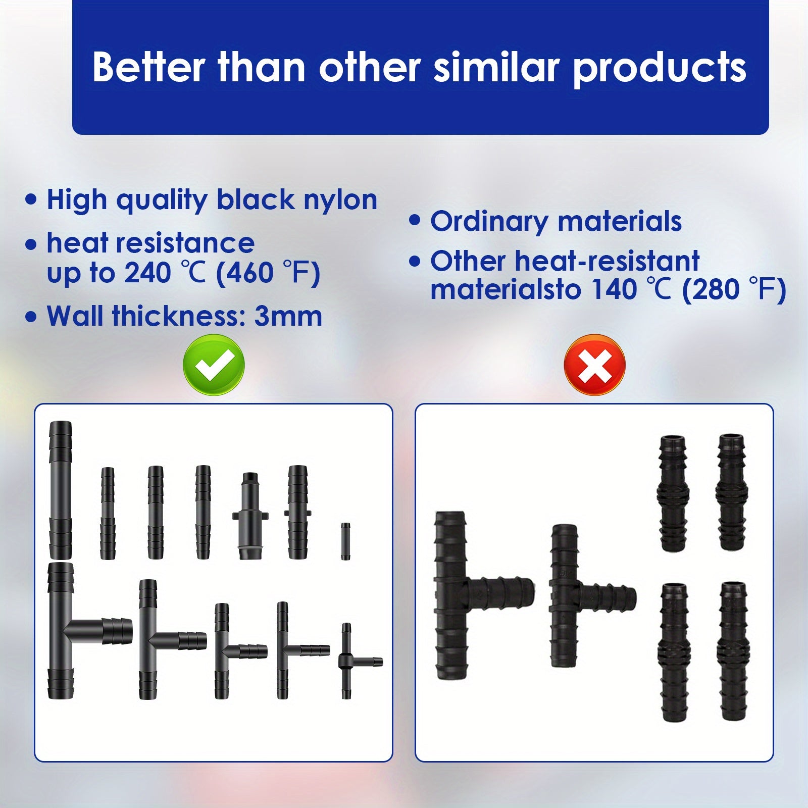 128-Donali Naylon Vakuum Qopqog'i Ulanish To'plami Ko'p O'lchamli Issiqlikka chidamli Avtomobillar va Kema uchun