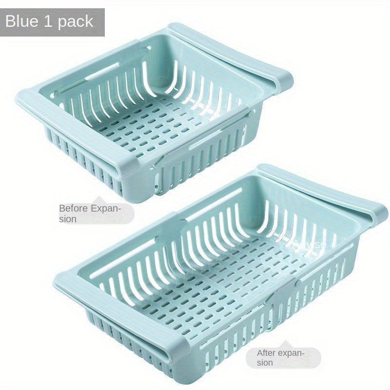 Adjustable Plastic Refrigerator Storage Drawer Organizer Food-Safe Space-Saving Kitchen Basket
