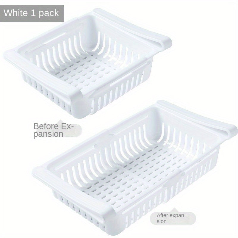 Adjustable Plastic Refrigerator Storage Drawer Organizer Food-Safe Space-Saving Kitchen Basket