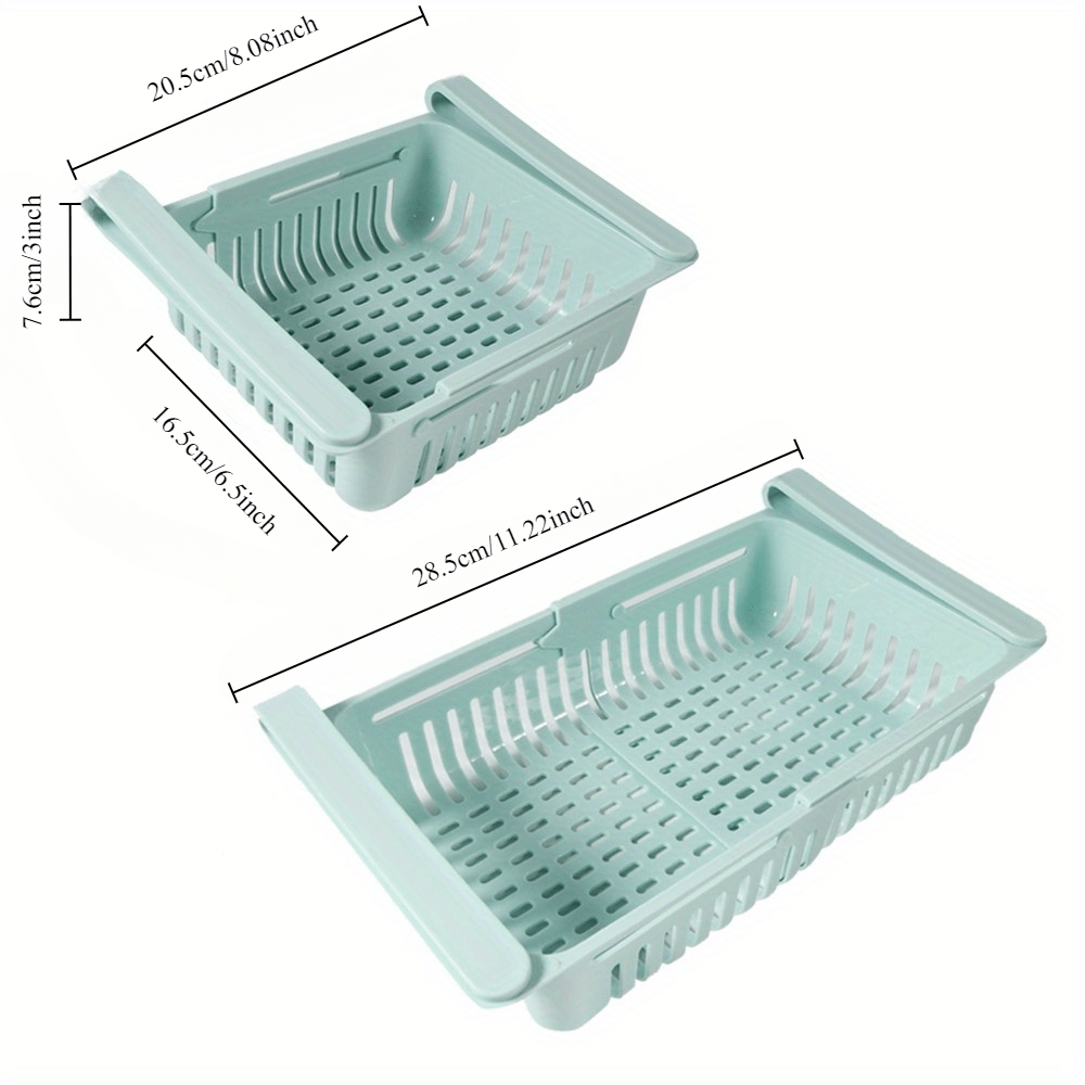 Adjustable Plastic Refrigerator Storage Drawer Organizer Food-Safe Space-Saving Kitchen Basket