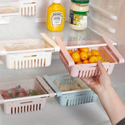 Adjustable Plastic Refrigerator Storage Drawer Organizer Food-Safe Space-Saving Kitchen Basket