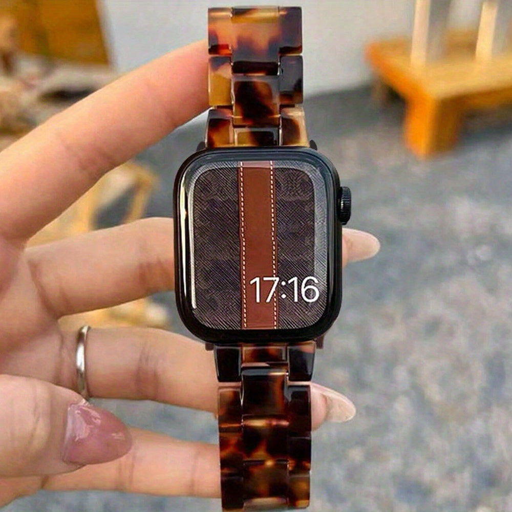2-to'plam Tortoiseshell resin aqlli soat bandlari va himoya qutisi uchun iWatch Series 1-10 SE 38-49mm unisex aksessuarlar