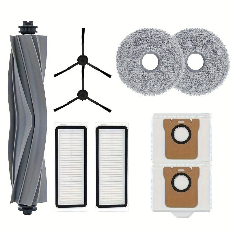 Robot tozalash qurilmasi uchun 9 ta qismlik almashtirish detallar to'plami, asosiy cho'tka, yon cho'tkalar, mop mato, chang qoplari