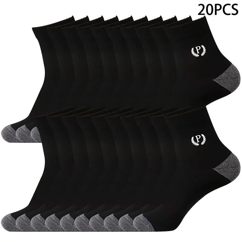 Men's Breathable Crew Socks 20/50 Pairs Moisture-Wicking Casual Sport