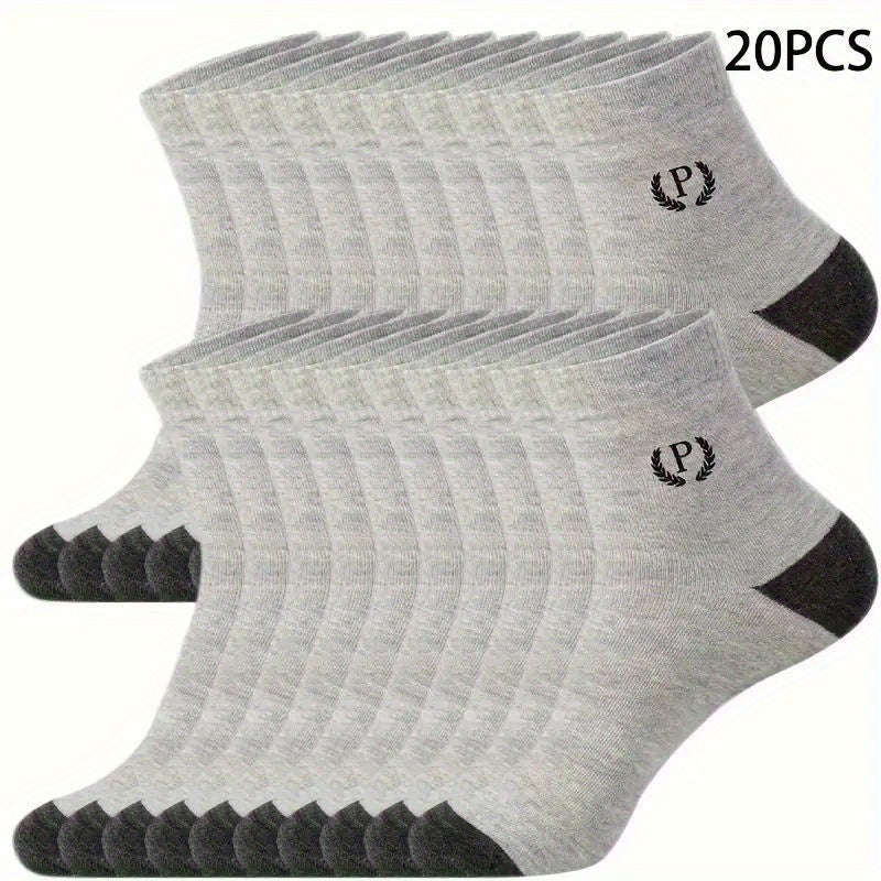 Men's Breathable Crew Socks 20/50 Pairs Moisture-Wicking Casual Sport