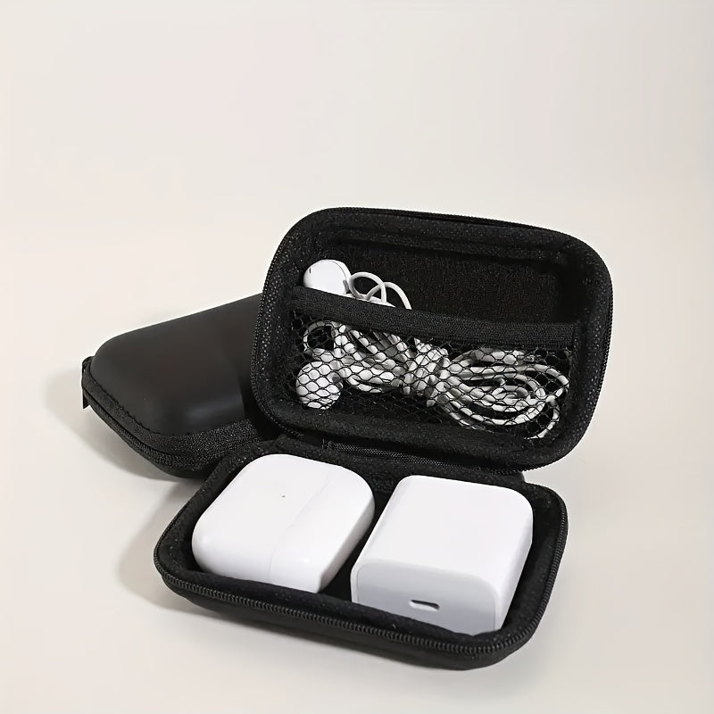 Mini Frosted PU Leather Electronics Organizer for Phone Charger Data Cable and Earbuds Storage