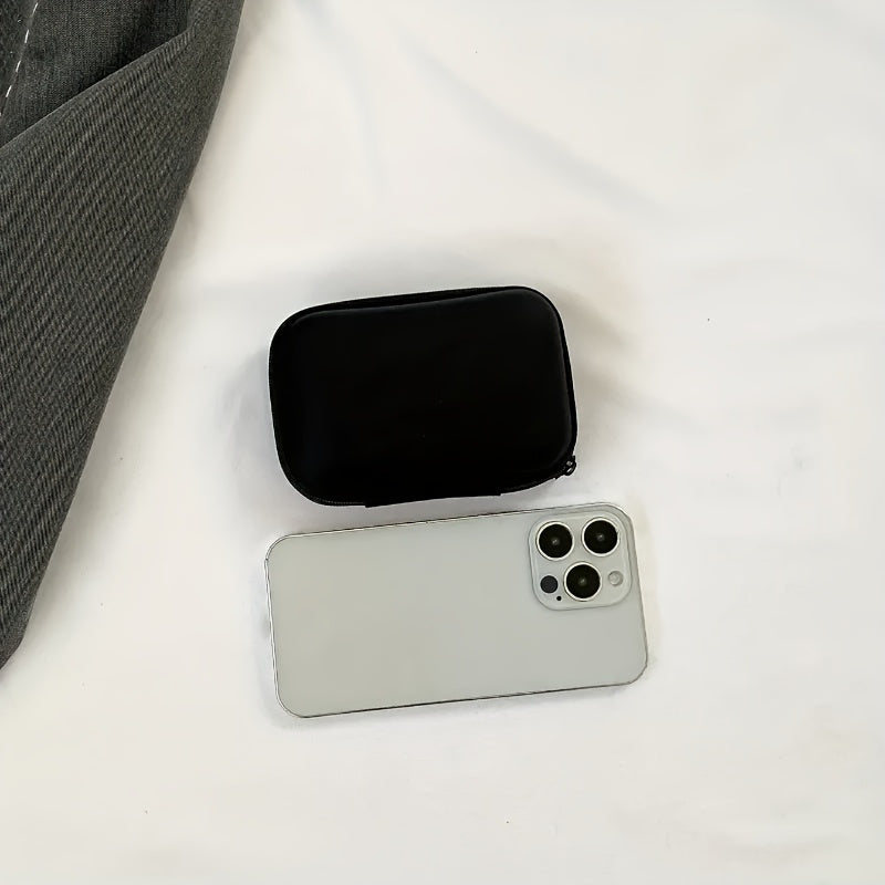 Mini Frosted PU Leather Electronics Organizer for Phone Charger Data Cable and Earbuds Storage