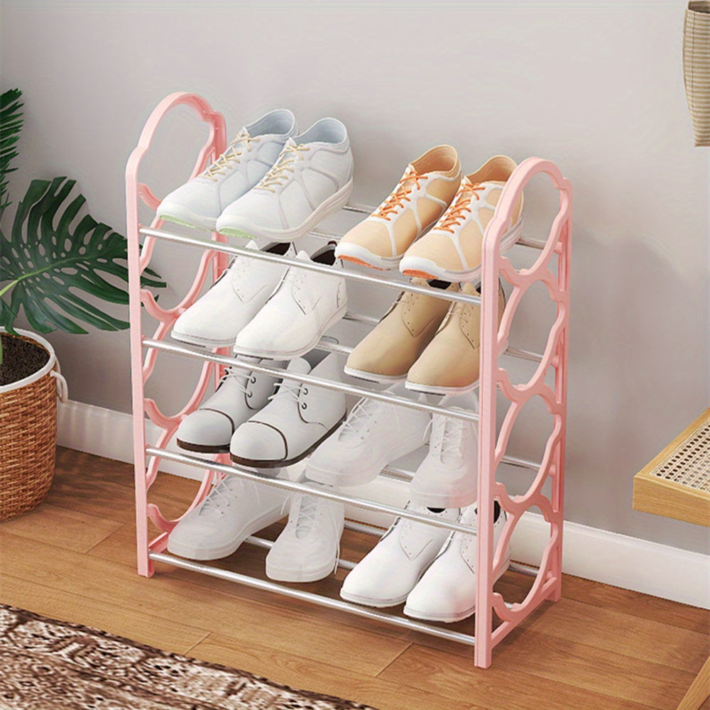 White Hexagonal 4-Tier Metal Shoe Rack Organizer Space Saver