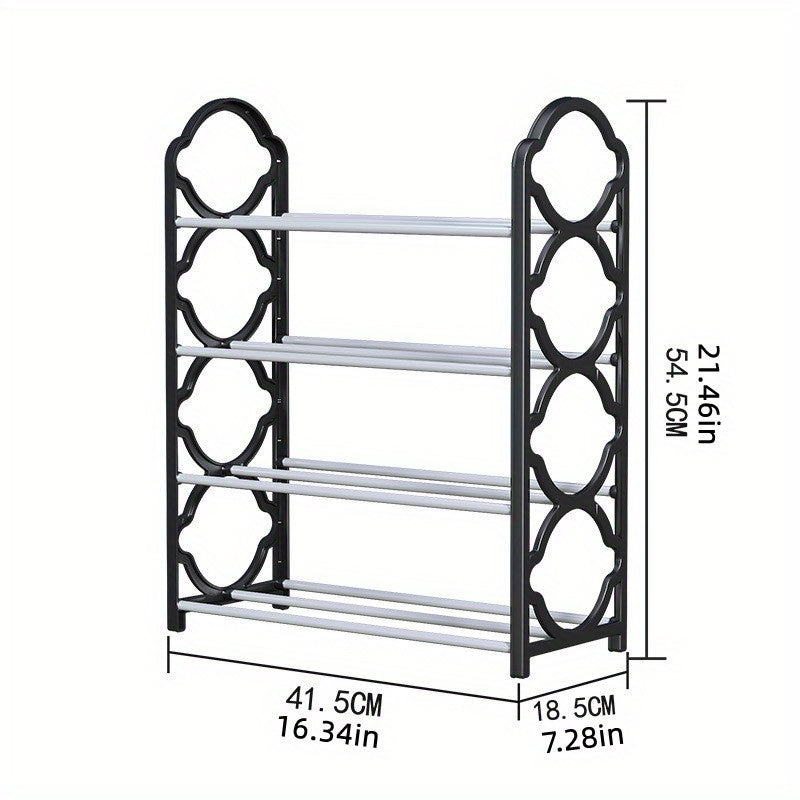 White Hexagonal 4-Tier Metal Shoe Rack Organizer Space Saver