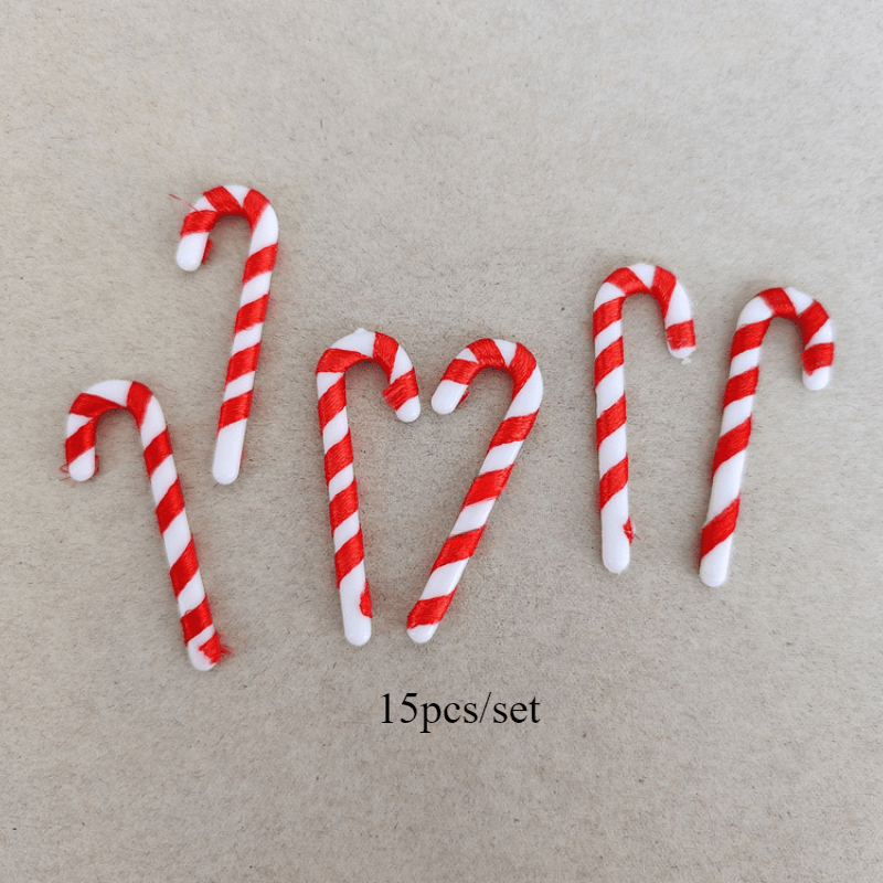 15 Mini Christmas Candy Canes with Santa Claus Theme Red and White Ornaments for Tree and Party Decor