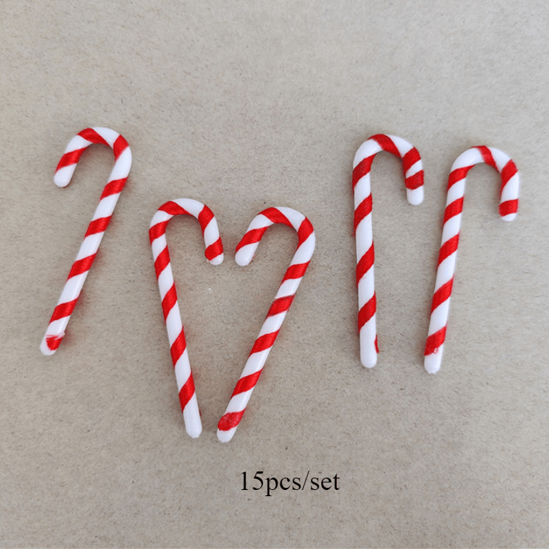15 Mini Christmas Candy Canes with Santa Claus Theme Red and White Ornaments for Tree and Party Decor