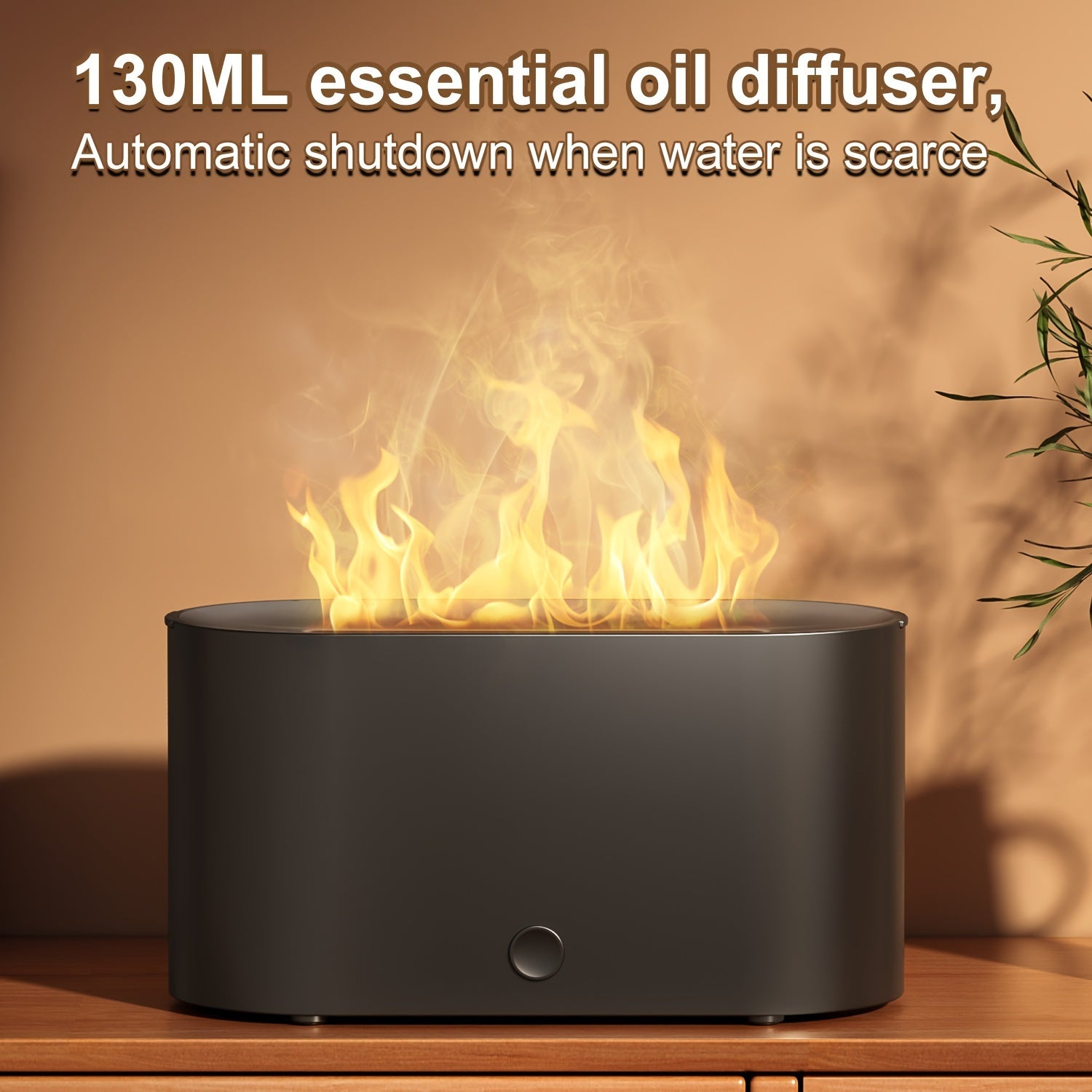 Simulated Flame Humidifier with Smoke Design for Bedroom and Office Use as Aroma Diffuser with Essential Oils