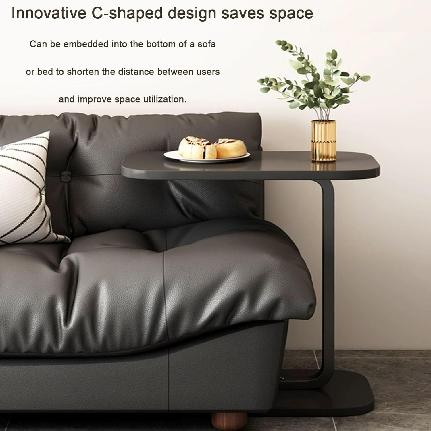 Elegant C-Shaped Side Table, Small Coffee Table, Sofa End Table