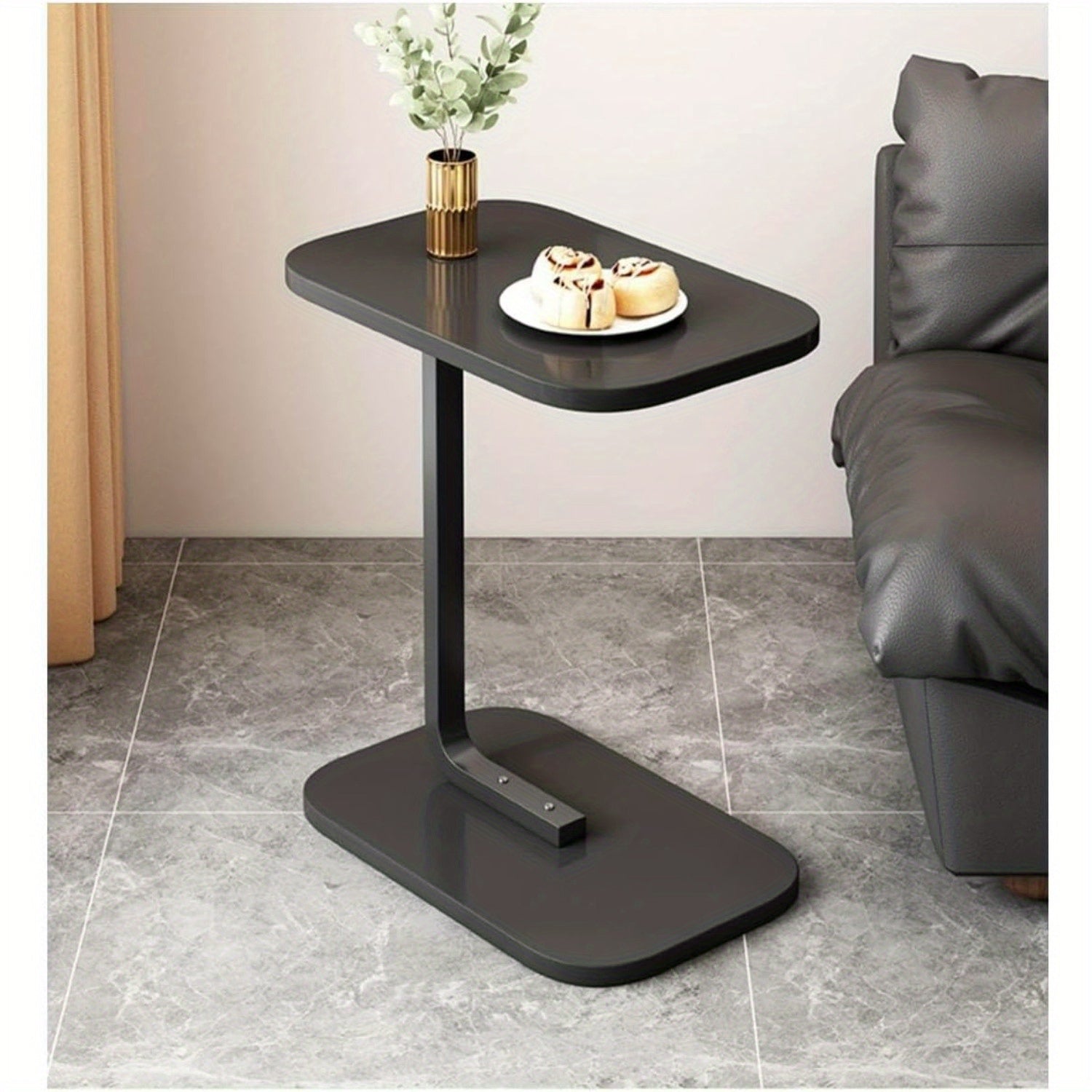 Elegant C-Shaped Side Table, Small Coffee Table, Sofa End Table