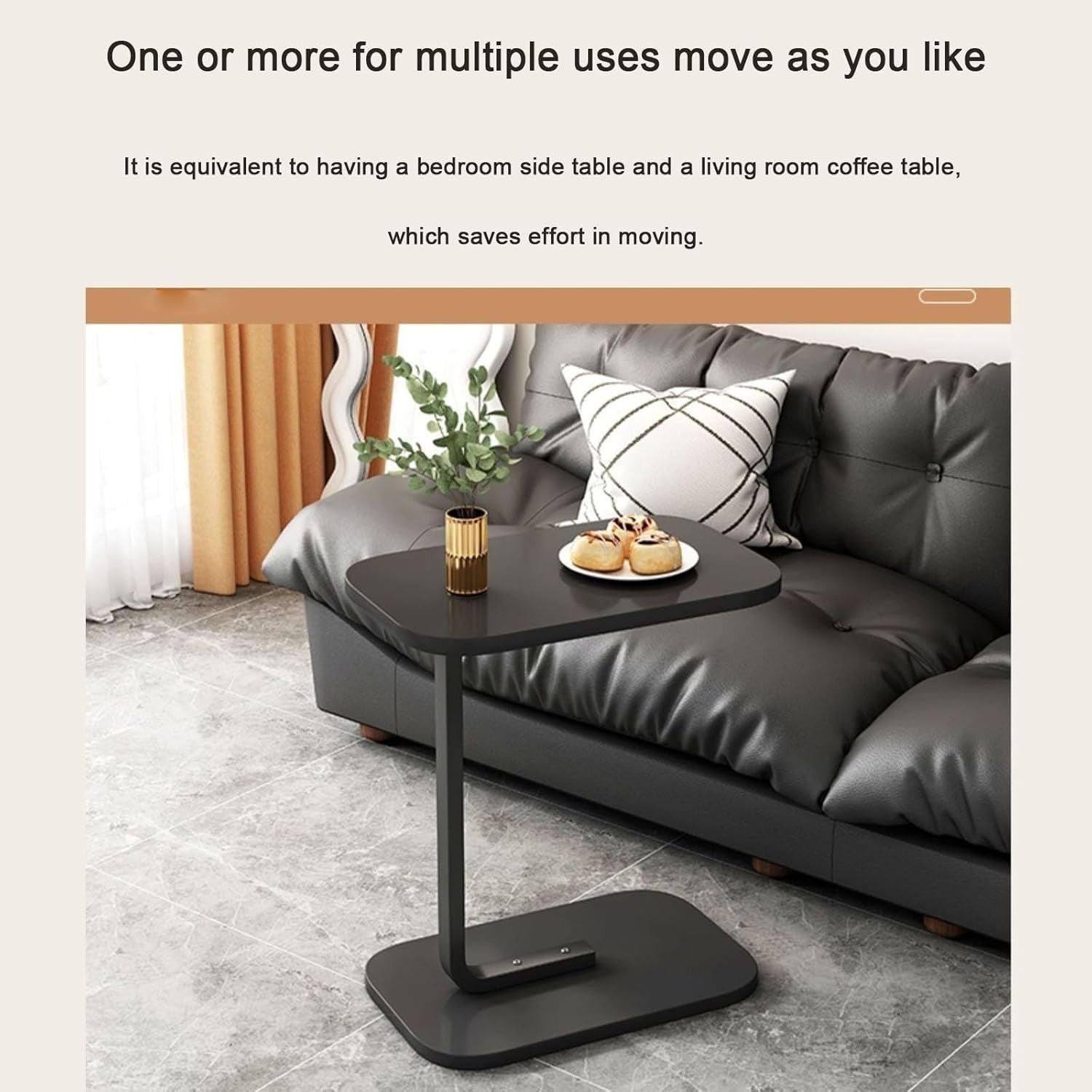 Elegant C-Shaped Side Table, Small Coffee Table, Sofa End Table