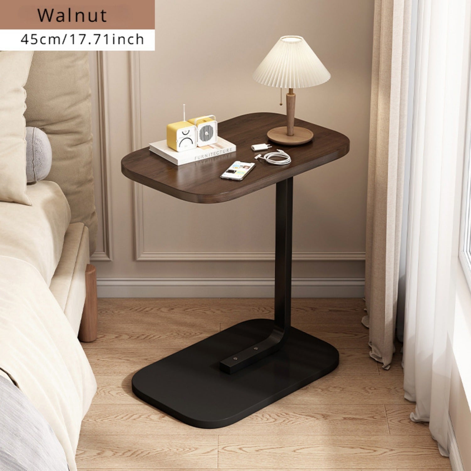 Elegant C-Shaped Side Table, Small Coffee Table, Sofa End Table