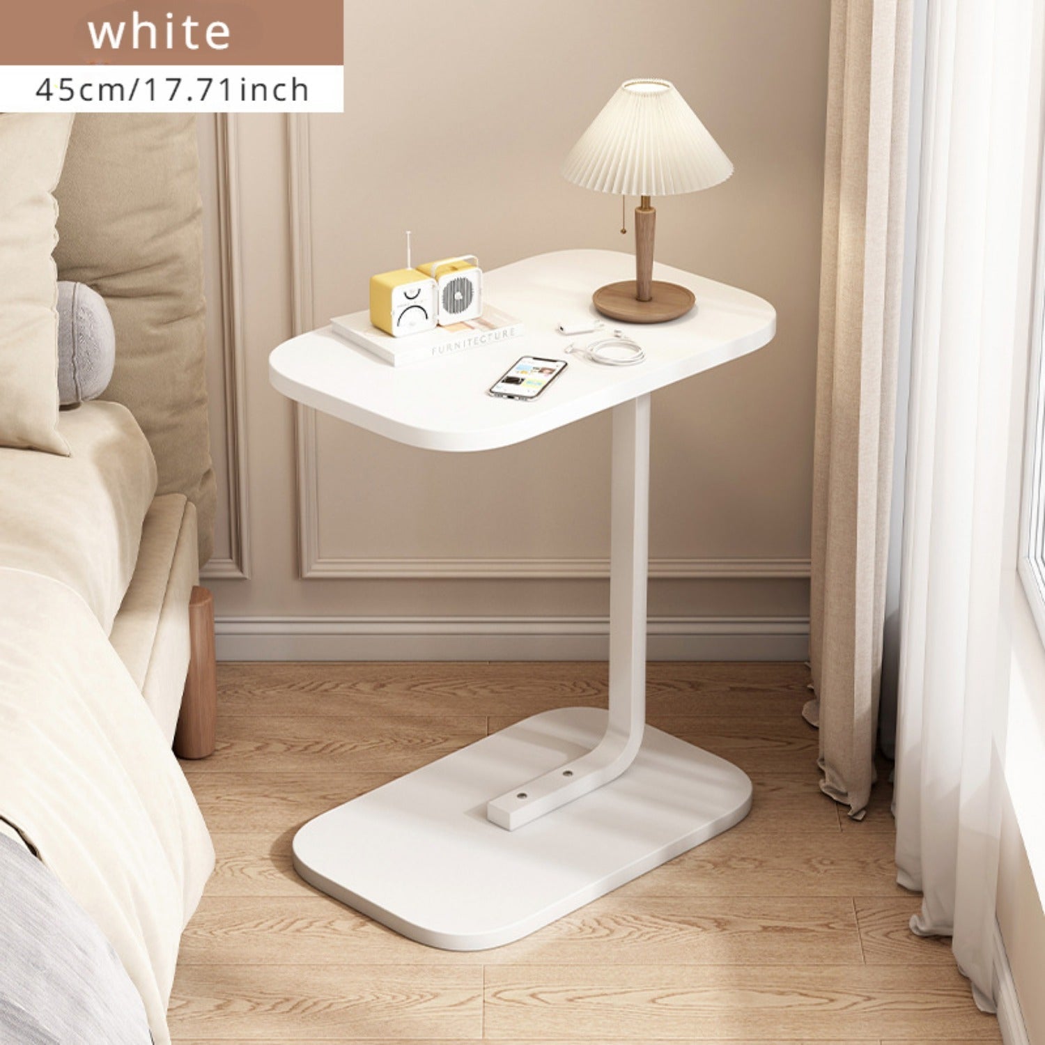 Elegant C-Shaped Side Table, Small Coffee Table, Sofa End Table